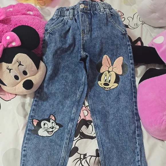 H&M Kids Blue Jeans with Minnie Mouse Design - Picture 1 of 6